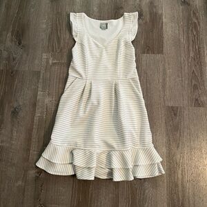 Anthropologie Maeve Sunland Striped V-Neck Flutter Knit Dress